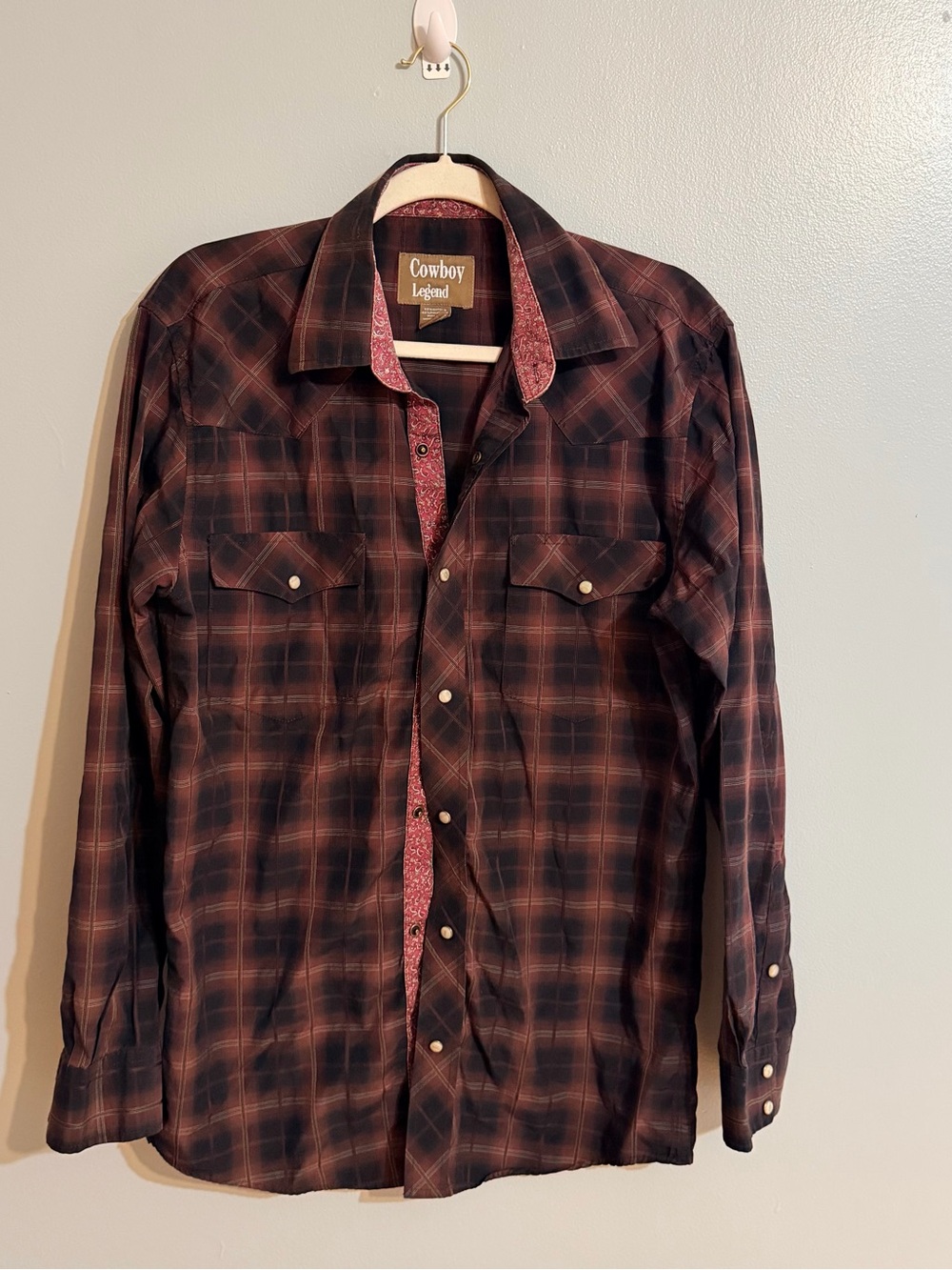 Cowboy Legend Men's Burgundy Pearl Snap Shirt